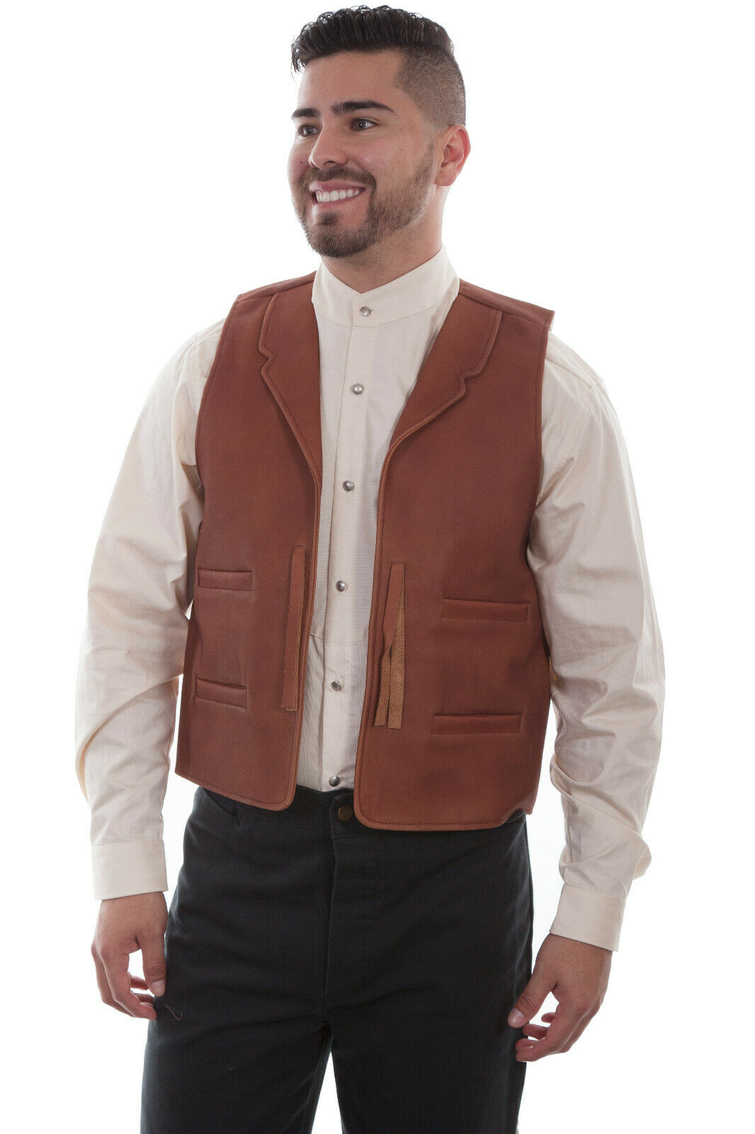 Scully Wahmaker Men's Leather Classic Big 3X-4X Duck Back Vest 535044X