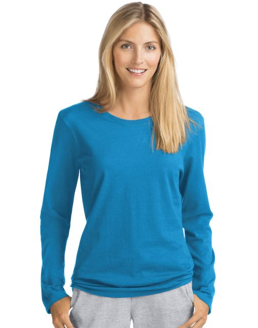 Hanes Women's Long-Sleeve Crewneck T-Shirt O9133