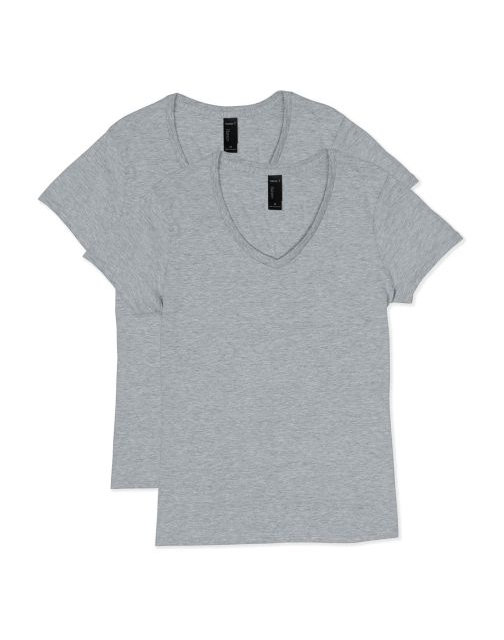 Hanes Women's Lightweight Nano-T Short Sleeve V-neck Tee (2-pack) OS04V2