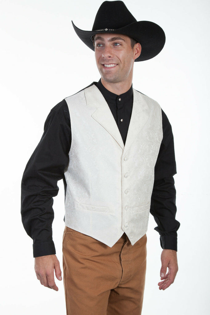 Scully Men's Cream Polyester Paisley Vest RW093
