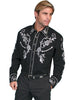 Scully Men's Shirt Western Poly Blend Floral Yoke Stitch Long Sleeve P-706