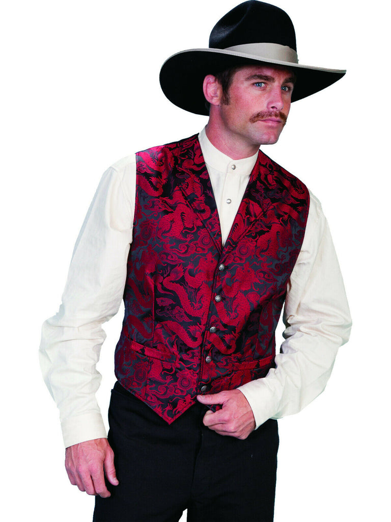 Scully Men's Red Polyester Dragon Vest RW282