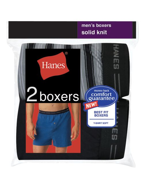 Hanes Men's Exposed Waistband Knit Boxer 2 Pack 548KP2