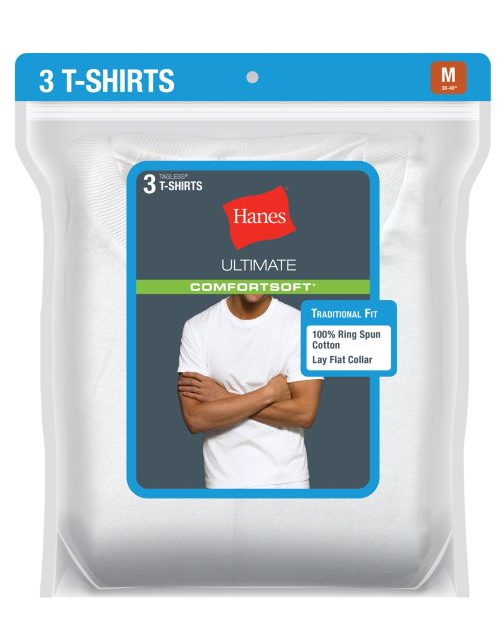 Hanes Ultimate™ ComfortSoft® TAGLESS® Men's Crewneck Undershirt 3-Pack 7870W3