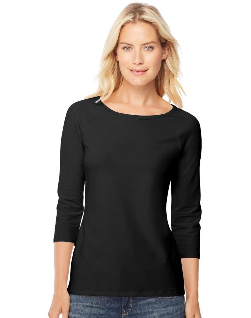Hanes Stretch Cotton Women's Raglan Sleeve Tee O9343