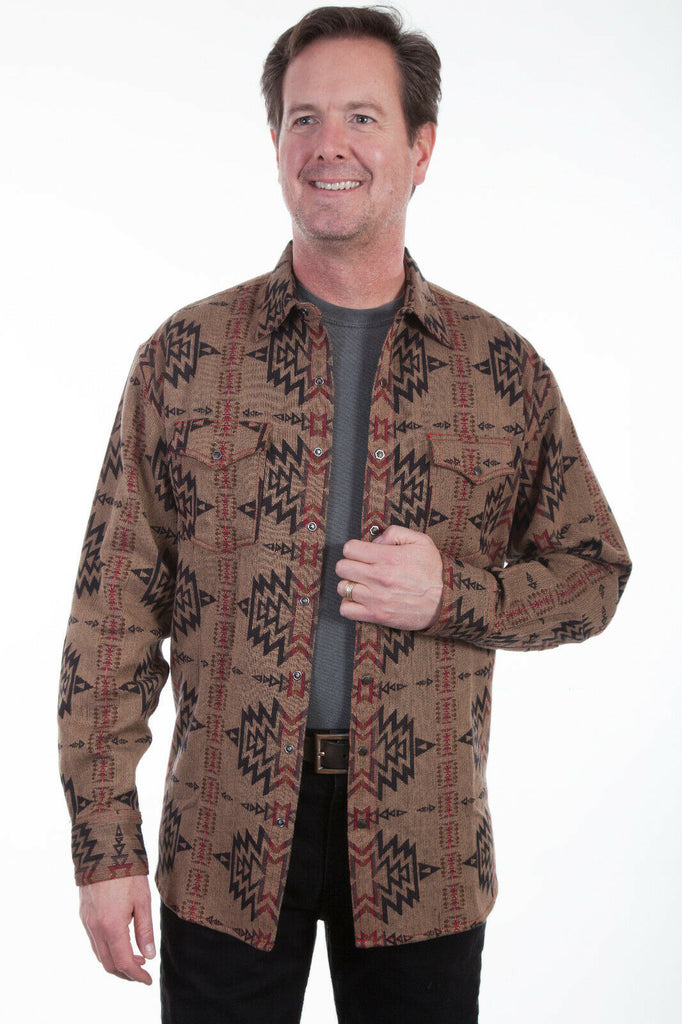 Scully Men's 100% Cotton Aztec Long Sleeve Shirt TR-067