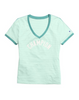 Champion Women's Heritage V-Neck Ringer Tee, Flocked Logo W4915 549934