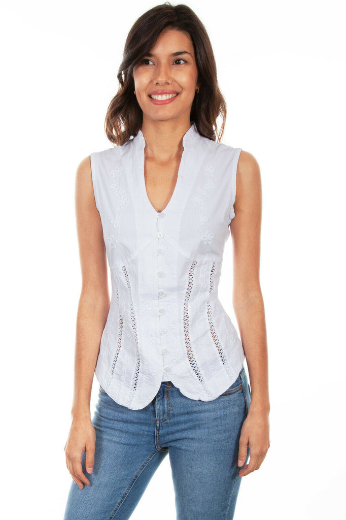 Cantina by Scully Scully Cantina Sleeveless Blouse with Band Collar PSL-059