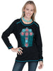 Scully Women's Floral Cross Embroidered Knit Top E267