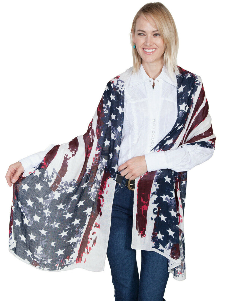 Scully Womens Red/White/Blue Viscose Patriotic Scarf HC243