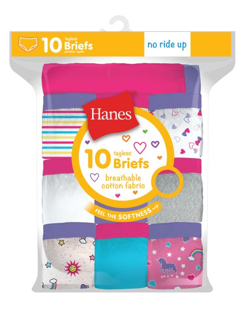 Hanes Girls' Cotton Briefs 10-Pack GP10BR