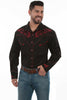 Scully Men's Poly/Rayon Red Scroll Long Sleeve Embroidered Western Shirt P-876