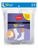 Hanes Cushioned Women's Crew Athletic Socks 10-Pack 683/10