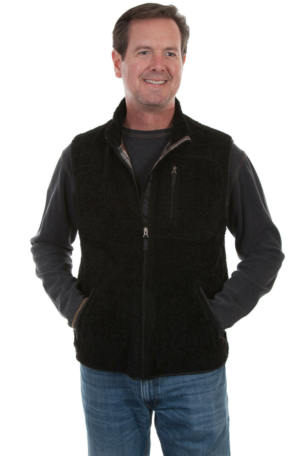 Scully Men's Reversible Sherpa to Plaid Vest TR-078