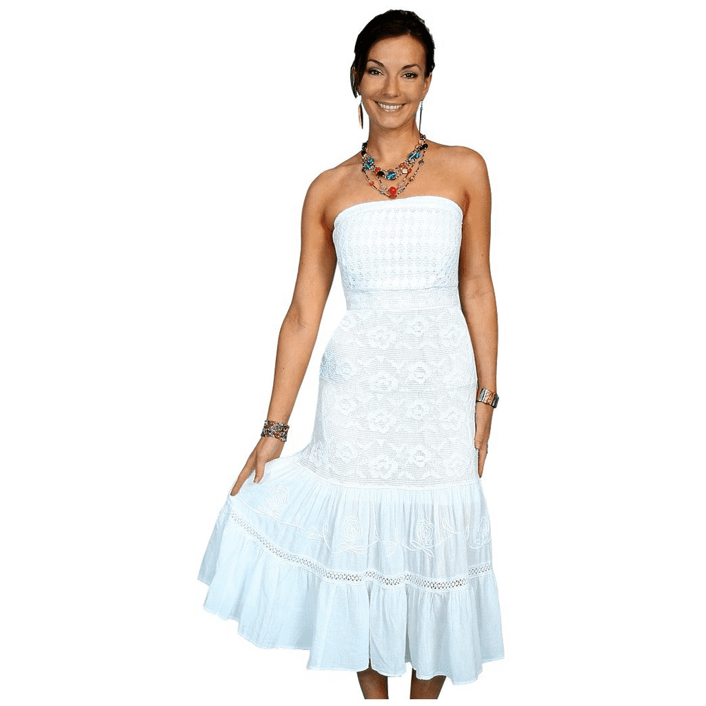 Scully Western Dress Womens Mid Calf Strapless Peruvian Cotton PSL-085
