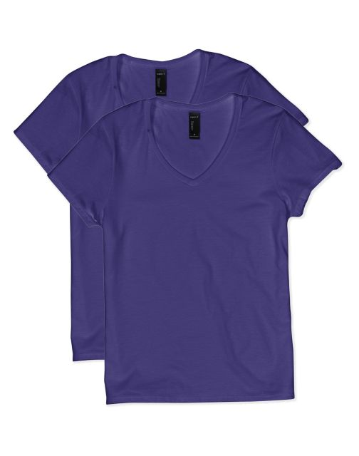 Hanes Women's Lightweight Nano-T Short Sleeve V-neck Tee (2-pack) OS04V2