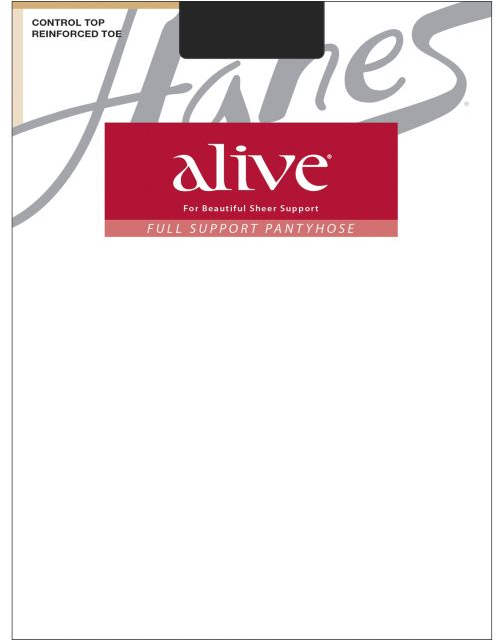 Hanes Alive Full Support Control Top Reinforced Toe Pantyhose 810