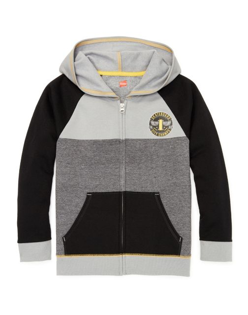 Hanes Boys' Graphic Fleece Colorblock Full Zip Hoodie D266