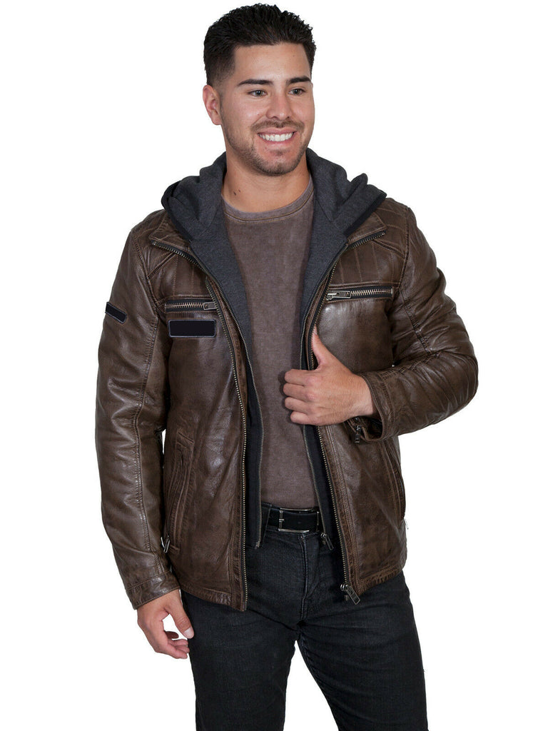Scully Men's Lamb Leather Hooded Jacket 1016