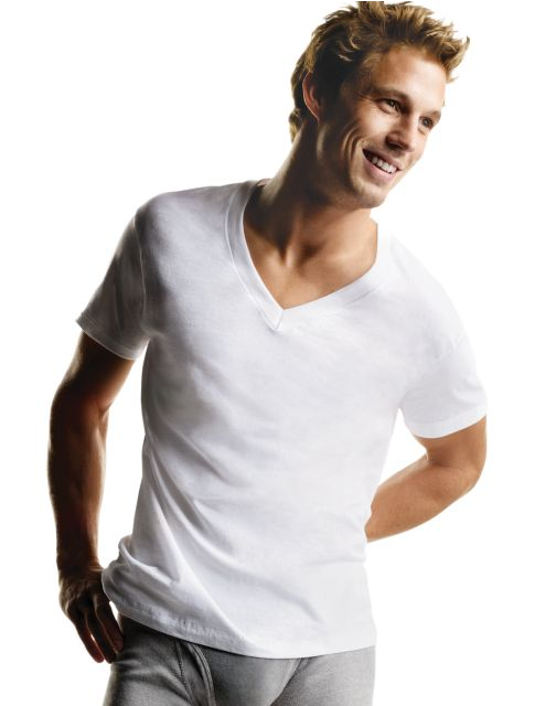 Hanes Men's TAGLESS® V-Neck Undershirt 7-Pack (Inc 1 Free Bonus V-Neck) 777VG7