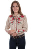 Scully Women's Poly/Rayon Roses Long Sleeve Embroidered Western Blouse PL-871