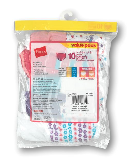 Toddler Girls' Cotton Briefs 10-Pack