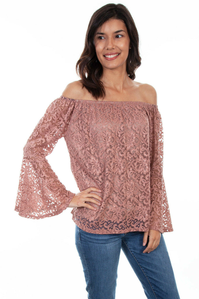 Scully Women's Crochet Lace Top Blouse HC593