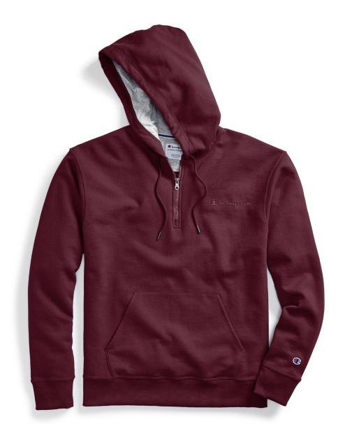 Champion Men's Powerblend® Fleece Quarter Zip Hoodie, Embrderd Logo S0892 Y08009