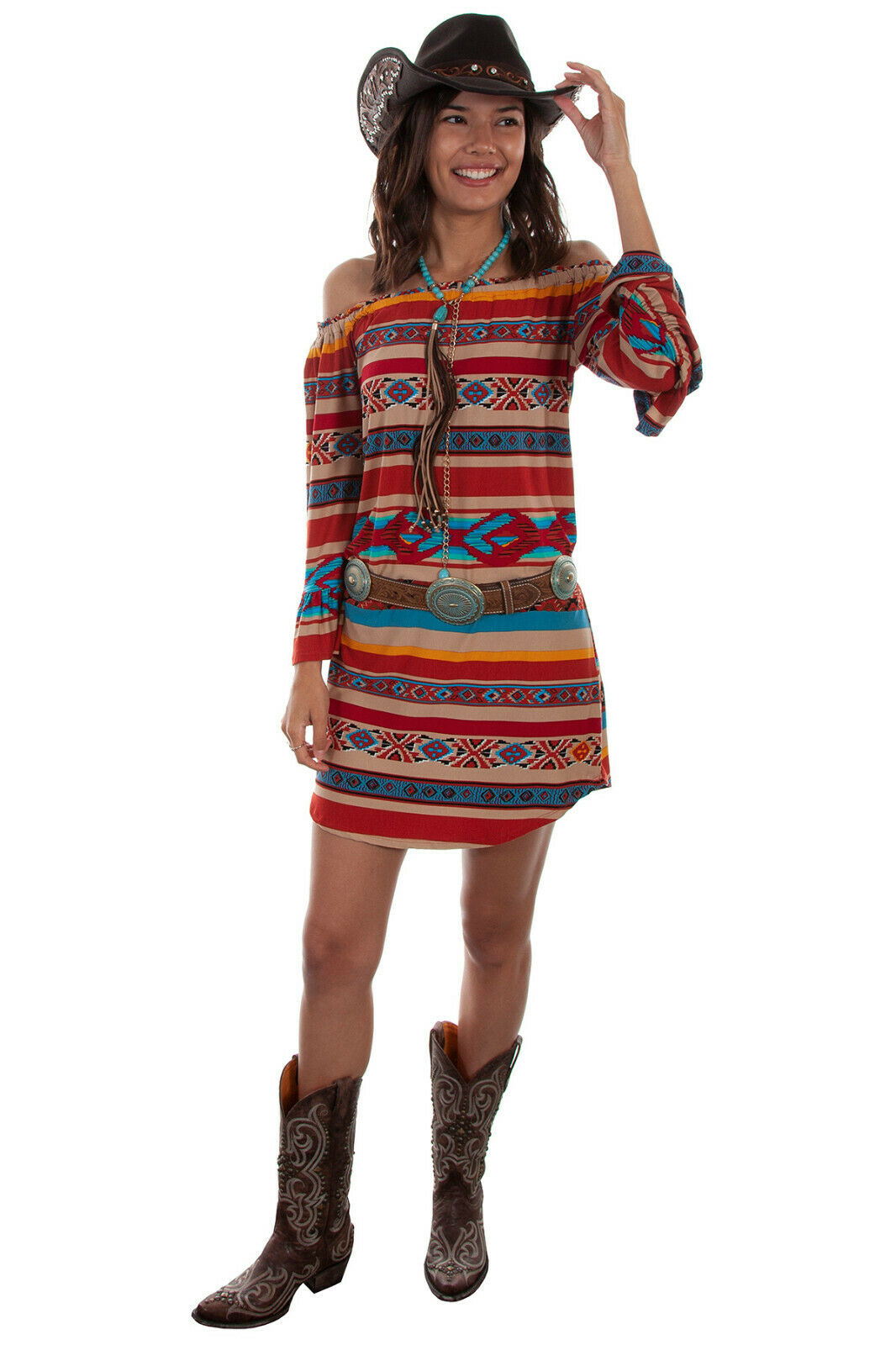Scully Women's Serape Peasant Long Sleeve Dress HC519