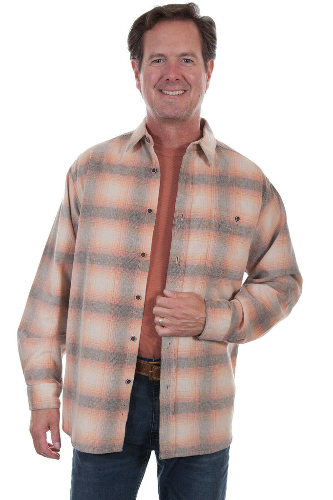 Scully Men's 100% Cotton Cord Plaid Long Sleeve Shirt TR-072