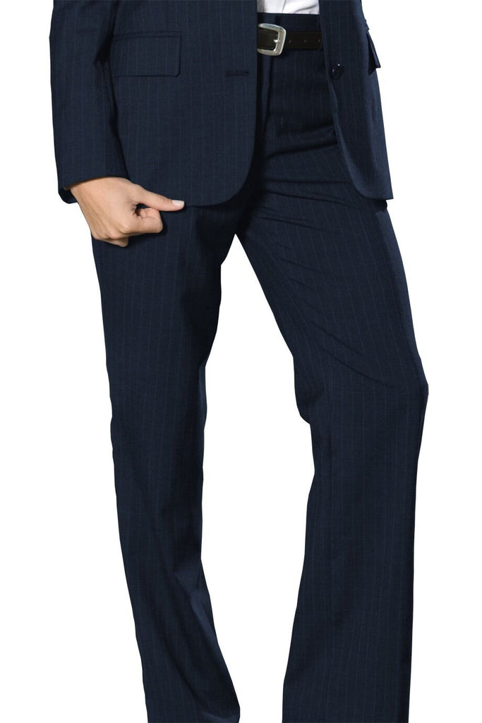 Women's Pinstripe Wool Blend Flat Front Dress Pant 8569