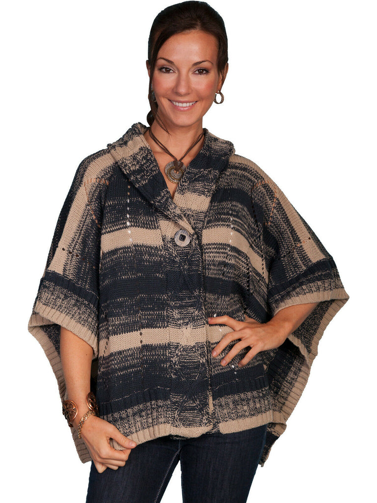 Scully Honey Creek Women's Poncho Hooded Sweater Wool Blend HC90