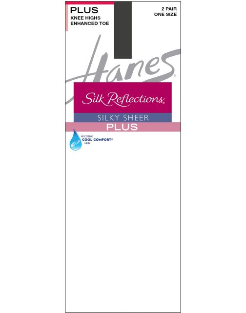 Hanes Silk Reflections Plus Knee Highs Enhanced Toe 00P19