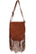 Scully Womens Tan Leather Pick Stitch Fringe Handbag B180