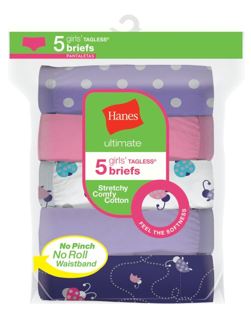 Hanes Ultimate® Girls' Stretchy Comfy Cotton Briefs 5-Pack GUCSBR