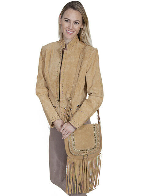 Scully Womens Sand Suede Full Flap Handbag B144