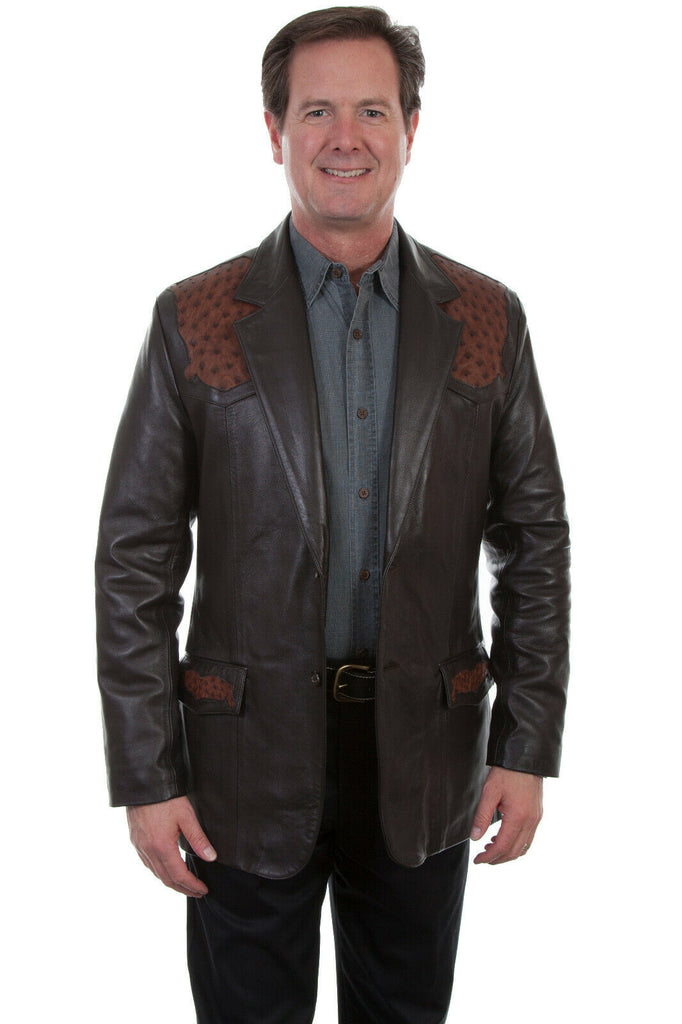 Scully Leather Men's Lambskin Ostrich Trim Western Blazer 650