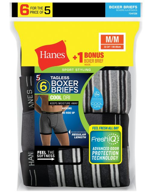 Hanes Men's FreshIQ™ ComfortSoft® Boxer Briefs 6-Pack 7347Z6