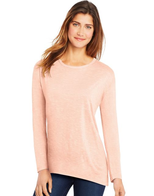 Hanes Women's Lone Sleeve top with Center Back Lace Detail O9349