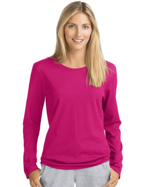 Hanes Women's Long-Sleeve Crewneck T-Shirt O9133