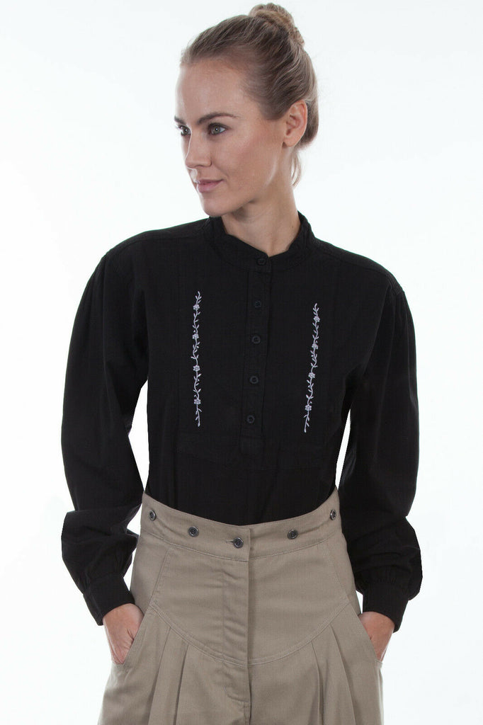 Scully Rangewear Women's 100% Cotton Long Sleeve Floral Bib Western Shirt RW579