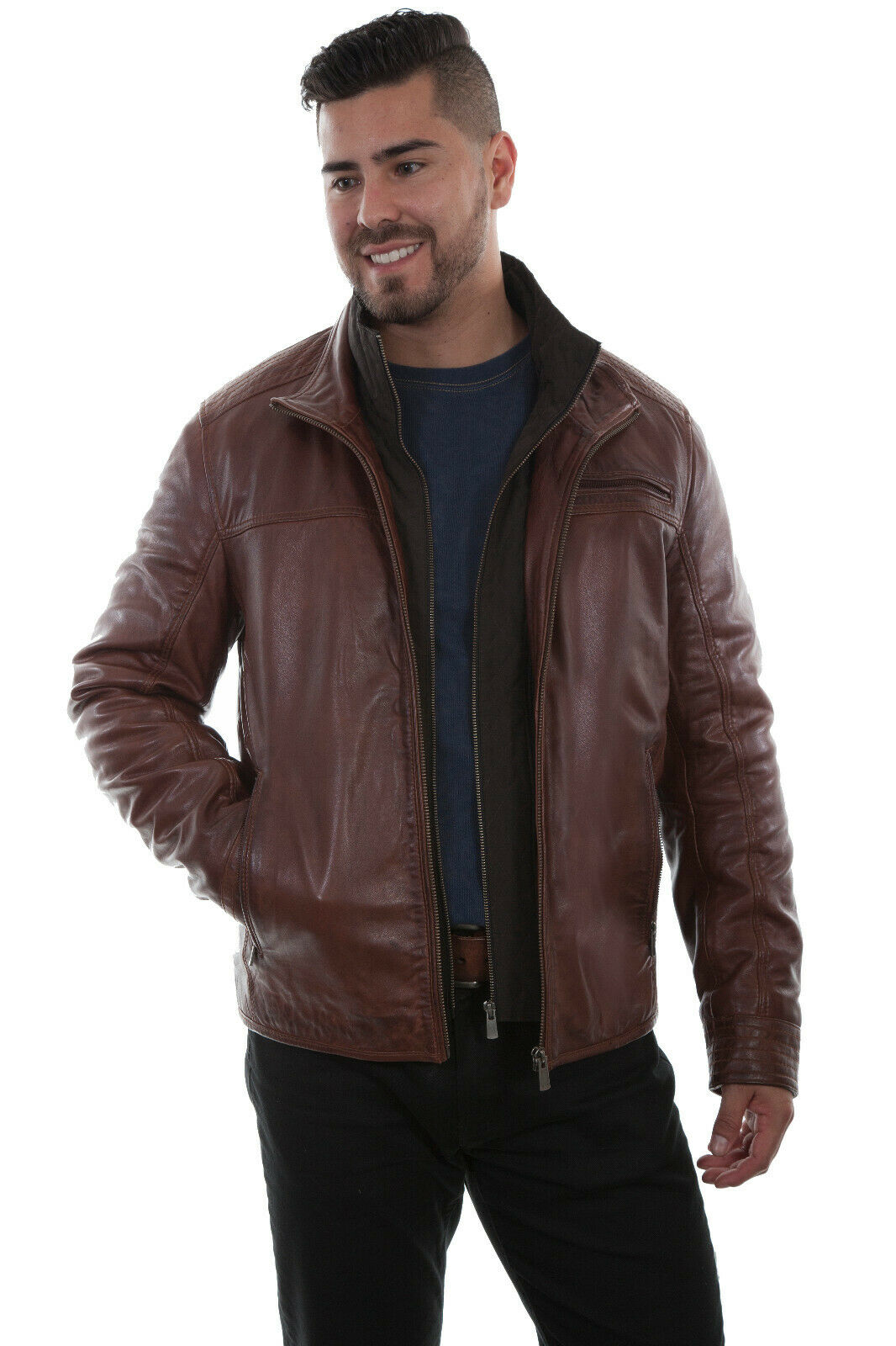 Scully Men's Leather Quilted Bomber Jacket 1021