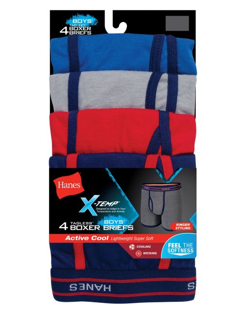 Hanes X-Temp® Boys' Ringer Boxer Brief w/Comfort Flex® Waistband 4-Pack BX6RP4