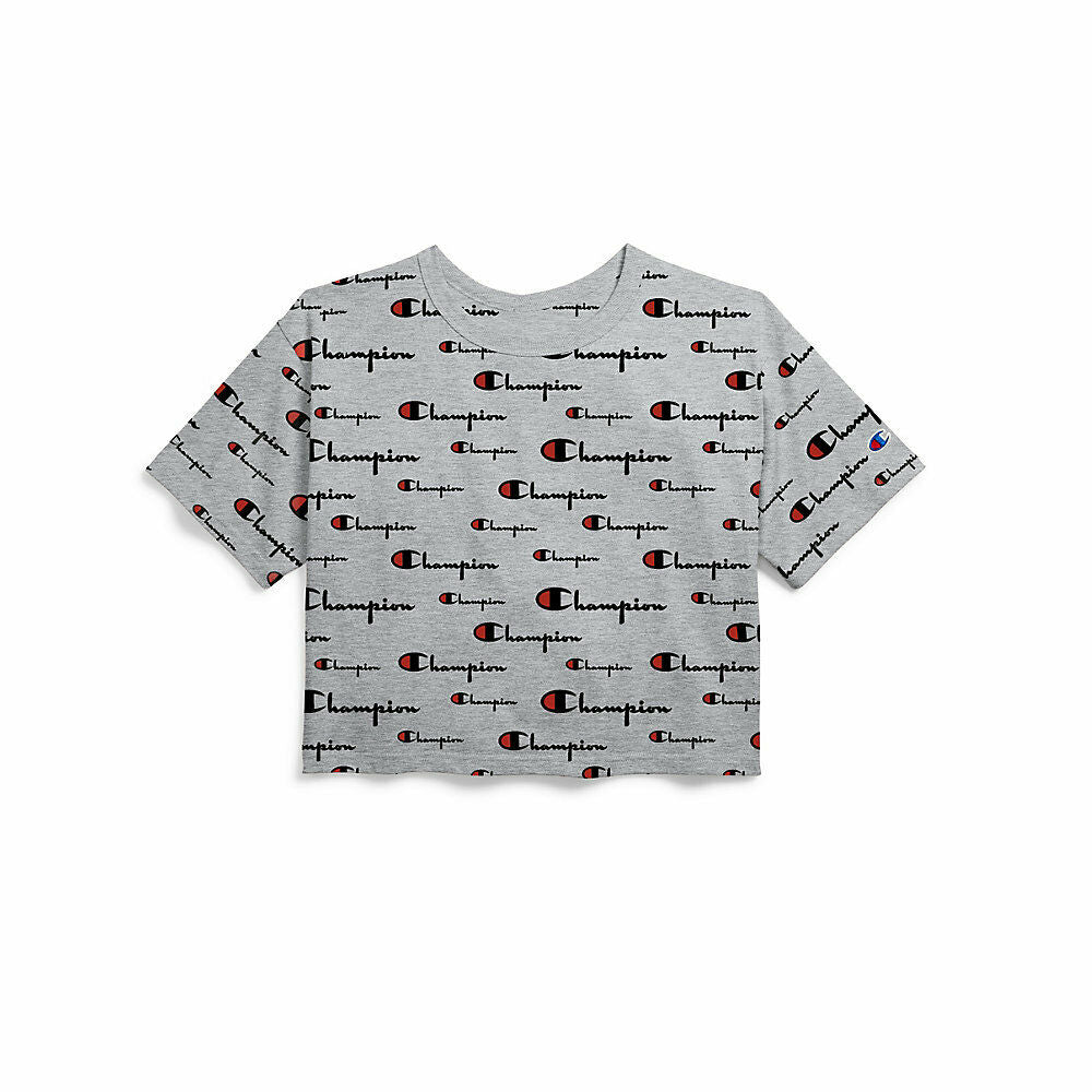 Champion Life&reg; Women Crop Tee, Allover Logo Print C