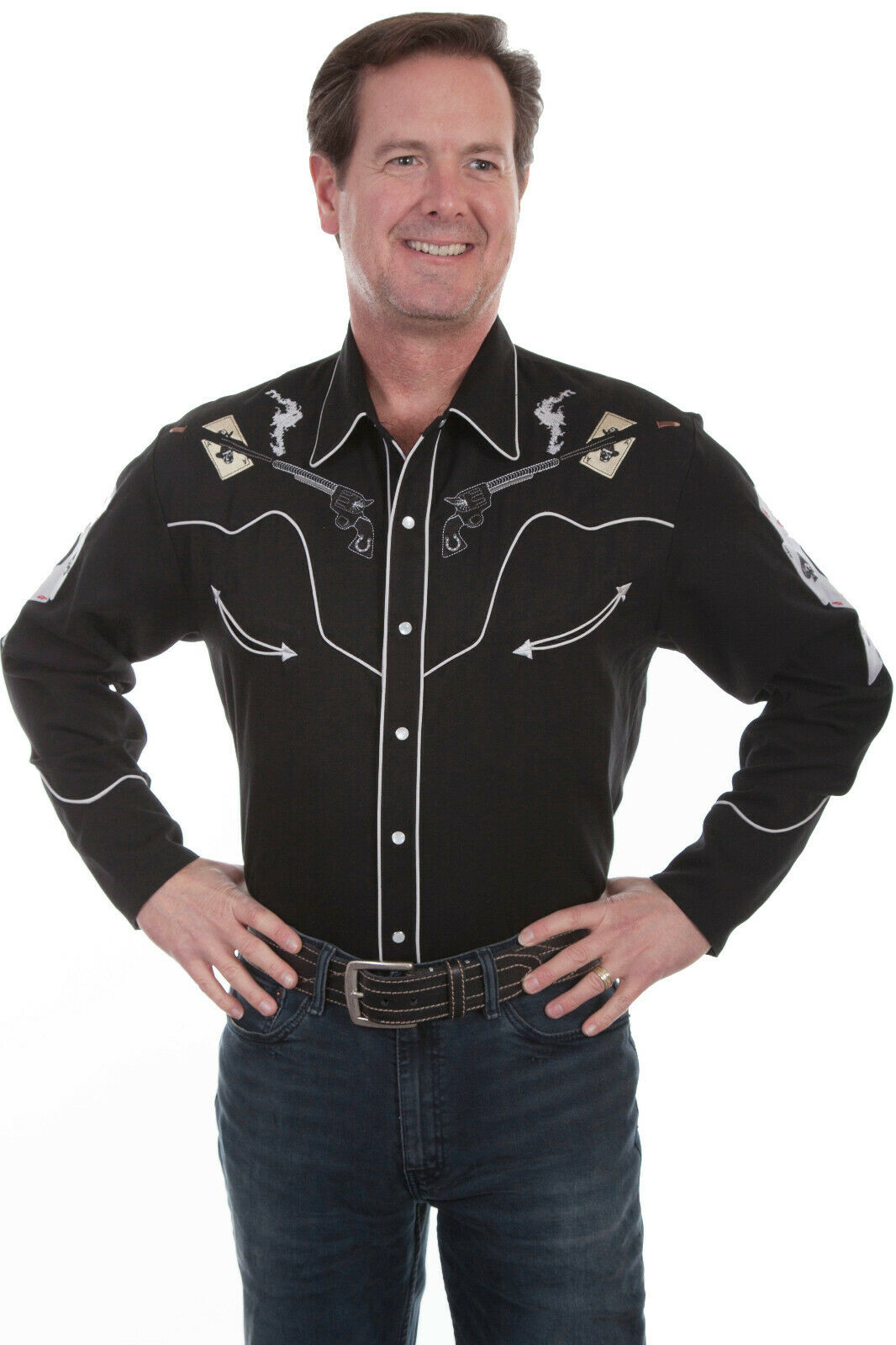 Scully Men's Poly/Rayon Pistols Long Sleeve Shirt P-864
