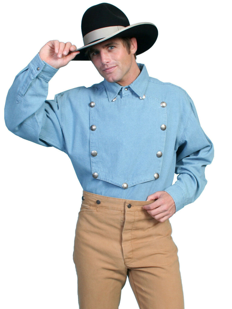 Scully Rangewear Men's 100% Cotton L/S Big Concho Western Bib Shirt 3X-4X RW011X