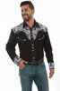 Scully Men's Western Shirt Poly Blend Floral Tooled Stitch Long Sleeve P-634