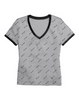 Champion Women's Heritage V-Neck Ringer Tee, All-Over Logo W4915