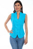 Cantina by Scully Scully Cantina Sleeveless Blouse with Band Collar PSL-059