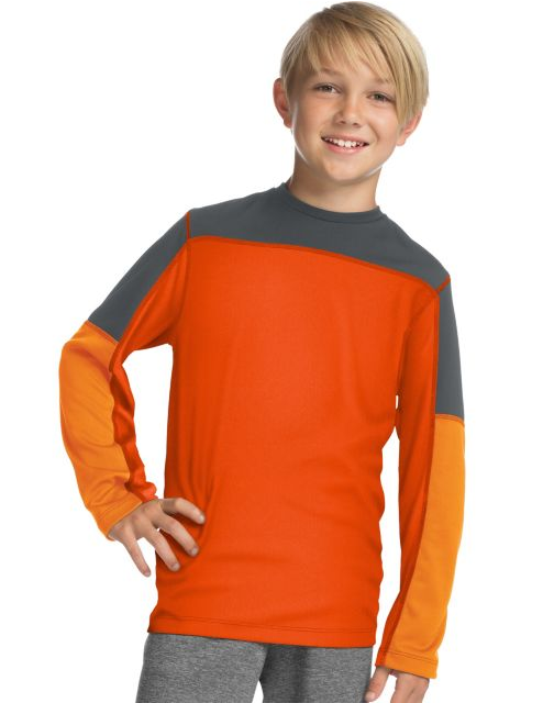 Hanes Sport™ Boys' Long Sleeve Pieced Tech Tee OD256
